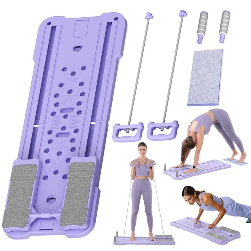 All-In-One Pilates Board | Foldable Home Ab & Core Trainer with Resistance Bands | Full Body Workout Equipment