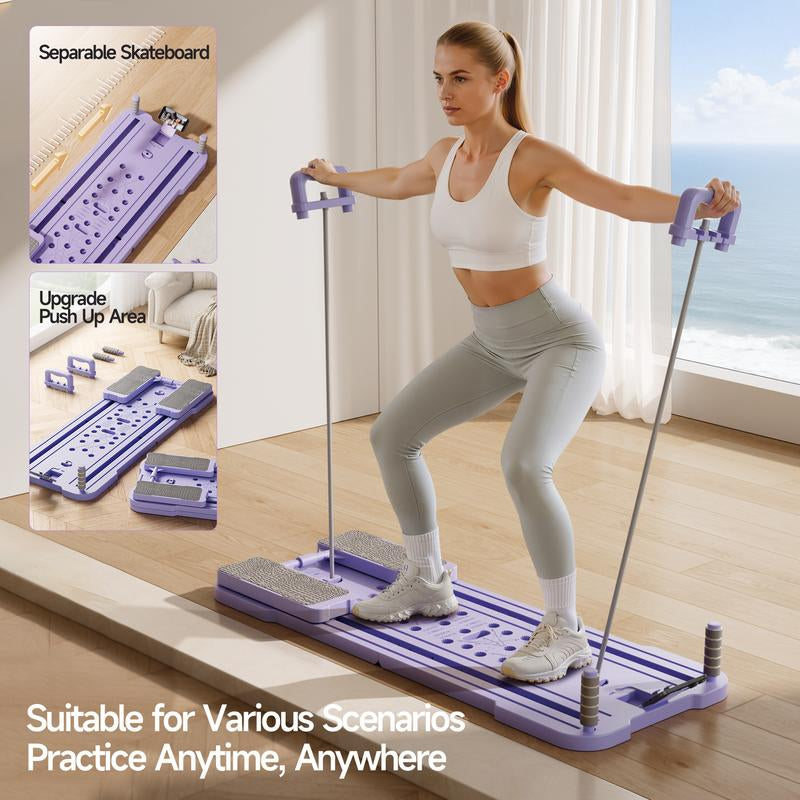 All-In-One Pilates Board | Foldable Home Ab & Core Trainer with Resistance Bands | Full Body Workout Equipment